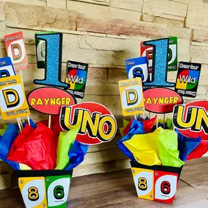 UNO Birthday Party Centerpieces, Set of 2, first birthday, UNO centerpiece fiesta decor, 1st birthday, birthday party decorations