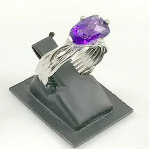 PURPLE AMETHYST RING , February birthstone , Checkers Cut , Brilliant cut Amethyst,Valentine's day Gift, lovely friendship band .