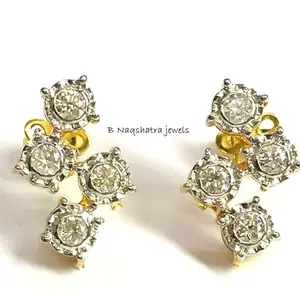 DIAMOND STUD EARRINGS ,14k Solid Gold, Round Diamonds , Wedding Bridal Gift , April Birthstone  ,Anniversary gift for her ...........