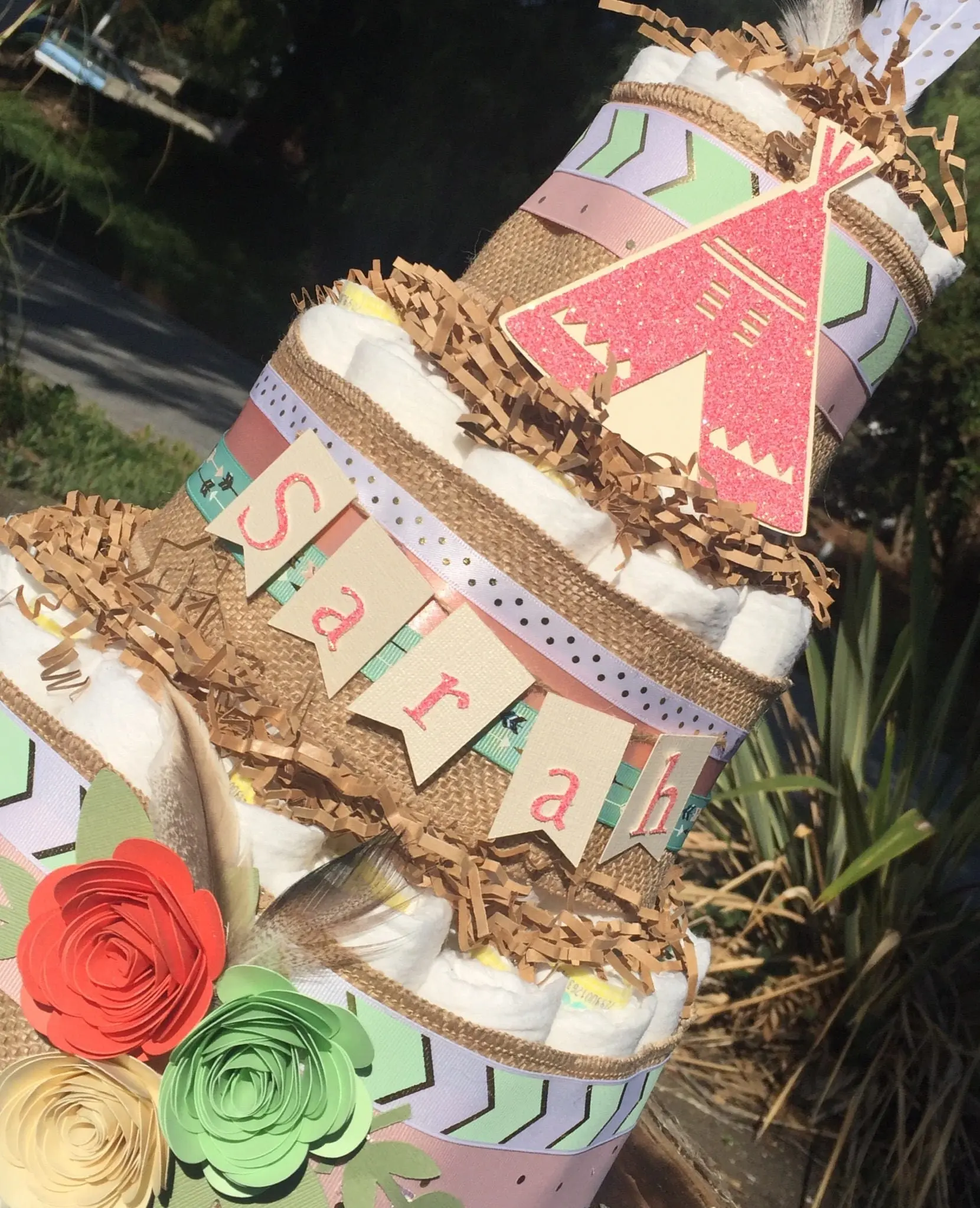 Boho Teepee Teepee Centerpieces Baby Shower Tribal Diaper Cake