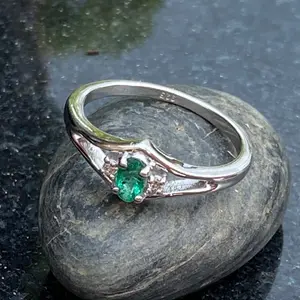 EMERALD WEDDING Ring ,oval cut Emeralds ,Natural Diamonds, Engagement Ring ,Christmas Gift for Her.
