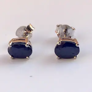 Blue Sapphire Earrings ,Sapphire Stud Earrings, Tiny Stud Earrings, Gemstone Post Earrings September Birthstone Jewelry Holiday Gift for Her