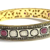 1 Pc ROSECUT RUBY DIAMONDS-925 Sterling Silver-Pave set Diamond Bangle, Vintage wedding bangle. 1 Pc ROSECUT RUBY DIAMONDS-925 Sterling Silver-Pave set Diamond Bangle, Vintage wedding bangle.