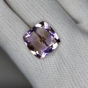 Certified 12.15 Carat 100% Natural Bolivian Ametrine Untreated Cushion Shape Cut Loose Gemstone 16x16x8 MM for making of jewelry / ring.