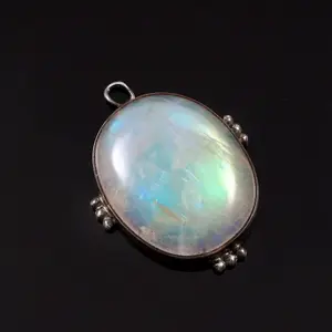 RAINBOW MOONSTONE PENDANT 925 Sterling Silver, Designer Smooth Gemstone Pendant, Handmade Silver Pendant, Bridal Wedding Jewellery Gift