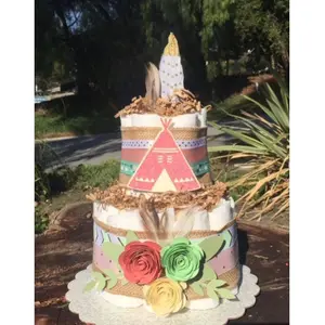 Boho Diaper Cake, Tribal Diaper Cake, Be brave baby shower, Arrows Baby Decorations, Bohemian Baby, Teepee Baby Shower Diaper cake