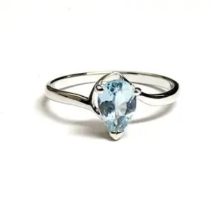 AQUAMARINE Ring ,Pear Shape ,March Birthstone ,Christmas Gift ,Aqua Color Gemstone,Promise Ring For Her