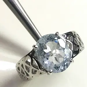 AQUAMARINE Celtic knots UNISEX RING ,March Birthstone, Aqua Blue ring, ,Solitaire Promise Ring, Men & Women Ring