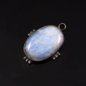925 sterling silver rainbow moonstone pendant, designer smooth gemstone pendant, handmade silver pendant, bridal wedding jewellery gift