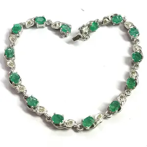 7.5 inches EMERALD DIAMOND BRACELET , 925 sterling silver , Wedding Collection , Bridal Gift, Women  Bracelets , Christmas gift .......
