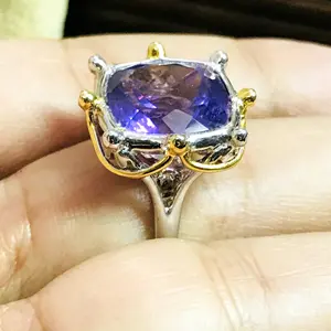 NATURAL AMETHYST GEMSTONE ,Cushion Cut Amethyst ,February Birthstone ,Engagement Ring ,Art Deco lovely evening jewelry, Gift For Girlfriend