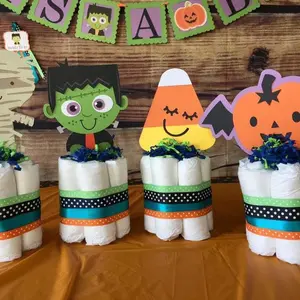Halloween Cake Toppers, October Party Decor, Baby shower, birthday, Frankenstein, pumpkin cake topper