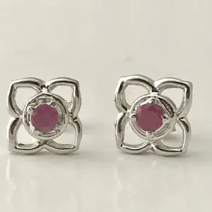 super fine NATURAL RUBY STUD earrings , july birthstone , ruby earrings , handmade high finished earrings, handmade jewelry,