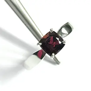 NATURAL GARNET RING,January birthstone rings, Red garnet ring, Cushion Cut Garnet , Solitaire  Promise Ring, Valentine gift..