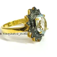 AQUA DIAMONDS ANTIQUE ring in 925 sterling silver , star shape pave setting diamond , wedding ring , Aquamarine gemstone , gift for her..... AQUA DIAMONDS ANTIQUE ring in 925 sterling silver , star shape pave setting diamond , wedding ring , Aquamarine gemstone , gift for her.....