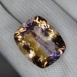Certified 32.50 Carat 100% Natural Bolivian Ametrine Untreated Cushion Cut Loose Gemstone 23x19x13 MM for making of jewelry / ring.