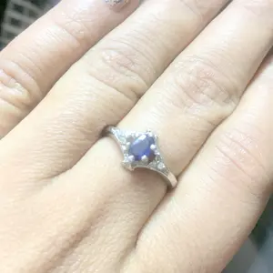 BLUE SAPPHIRE Ring with Diamonds ,September Birthstone, Promise ring for her, Valentine Gift for her