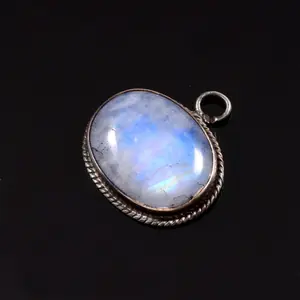 925 sterling silver rainbow moonstone pendant, designer smooth gemstone pendant, handmade silver pendant, bridal wedding jewellery gift