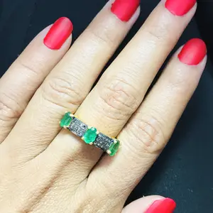 EMERALD Victorian RING,Rose Cut Diamonds ,May birthstone ,Emerald Engagement ring,Antique Emerald Ring