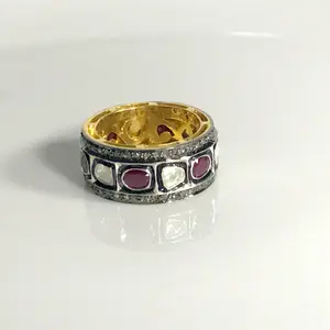 RUBY DIAMONDS RING  ,Antique silver ring,Diamonds vintage ring,Rose cut diamond ring,antique jewelry,Vintage wedding band