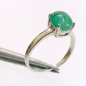 100% NATURAL EMERALD CABOCHON ,oval shape ,May birthstone, Promise ring for her,silver emerald ring,emerald cabochon