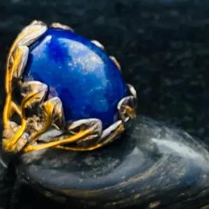 LAPIS LAZULI Art Deco Silver Ring, Elven Style 925 Sterling Silver Ring, September Birthstone, Tree of Life Ring