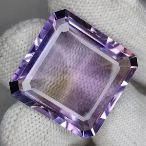 Certified 44 Carat 100% Natural Bolivian Ametrine Untreated Cushion Cut Loose Gemstone 24x24x10 MM for making of jewelry / ring.