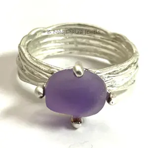 AMETHYST SILVER RING ,February Birthstone , Purple Gemstone, Amethyst Rough Polished Gemstone ,Statement Ring ,Signet Ring...