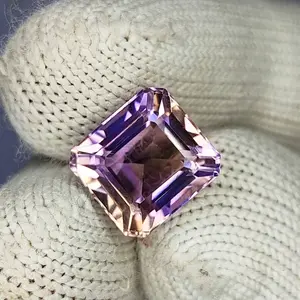 7.30 Carat 100% Natural Untreated 11x11x8 MM Ametrine Cushion Shape Loose Gemstone Double Ametrine Bi Color Ametrine Ring Pendant Brooch