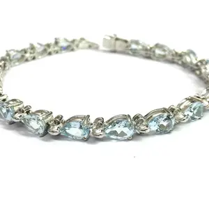 7.5 inches BLUE TOPAZ DIAMOND Bracelets,925 sterling silver,December Birthstone,Wedding Collection,Bridal ,Women Bracelets,Christmas gift