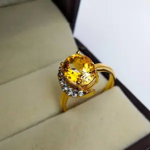 Natural Citrine Ring 925 Sterling Silver Moon Design Ring, 7x5 mm Oval Citrine Ring, Engagement Ring, Promise Ring, November Birthstone