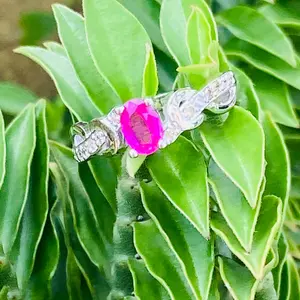 RUBY WEDDING BAND Studded with natural Diamonds,Dainty Ring,July Birthstone, Genuine Ruby Gemstone,Promise Gift For her.