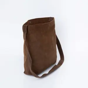 Messenger suede bag, chocolate