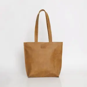 Tote soft leather shoulder bag, caramel