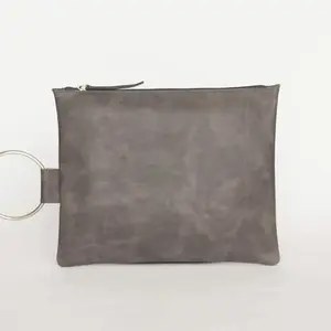 Stylish Grey Leather Clutch