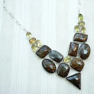 Black Bib Necklaces featuring glass beads