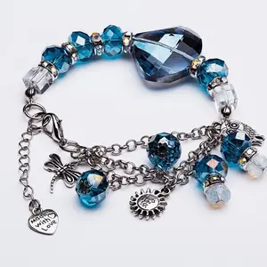 Charms neaded Bracelet, sterling silver links