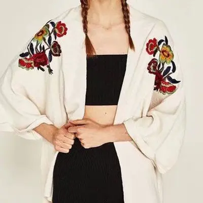 Off white boho top, cardigan, long wide sleeve