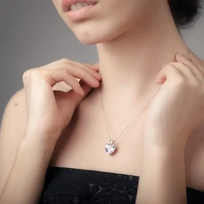 Adorable sterling silver heart pendant with matching sterling silver necklace